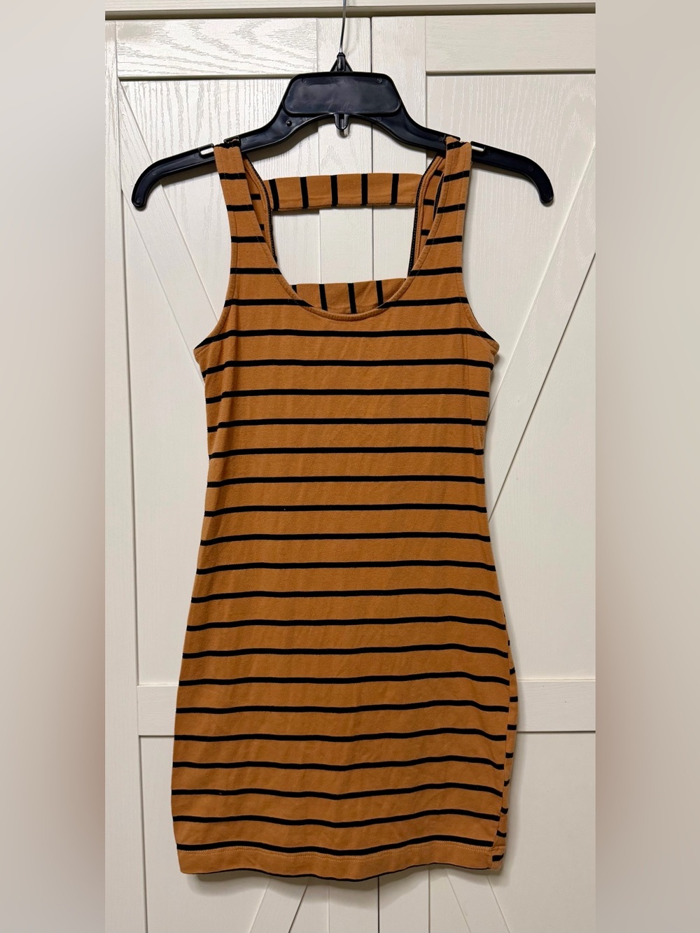 Brown and Black Striped Sleeveless Mini Tank Dress - Size Small